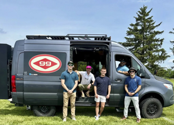 Taylor ’25 (right) stands with other members of the GoCode Overland team, the company Taylor interned for starting the summer of his sophomore year.