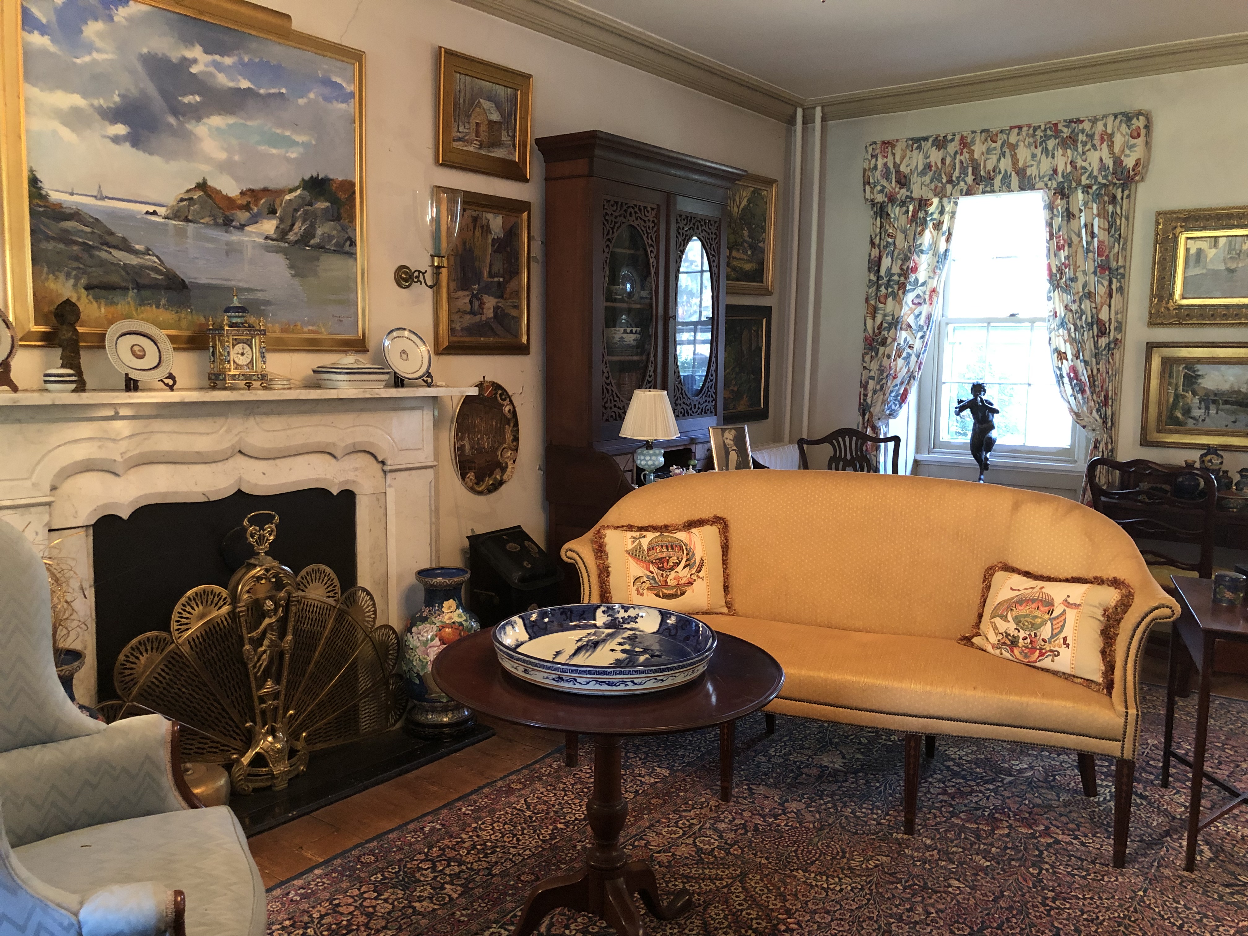 The house is furnished with antiques and artworks throughout, even in necessary workaday spaces like the kitchen. Visitors often comment that the place looks like a museum. I started collecting while I was still at Wabash, and Lura enthusiastically shares my interest. 