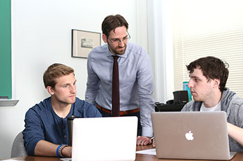 Professor Matt Carlson with students