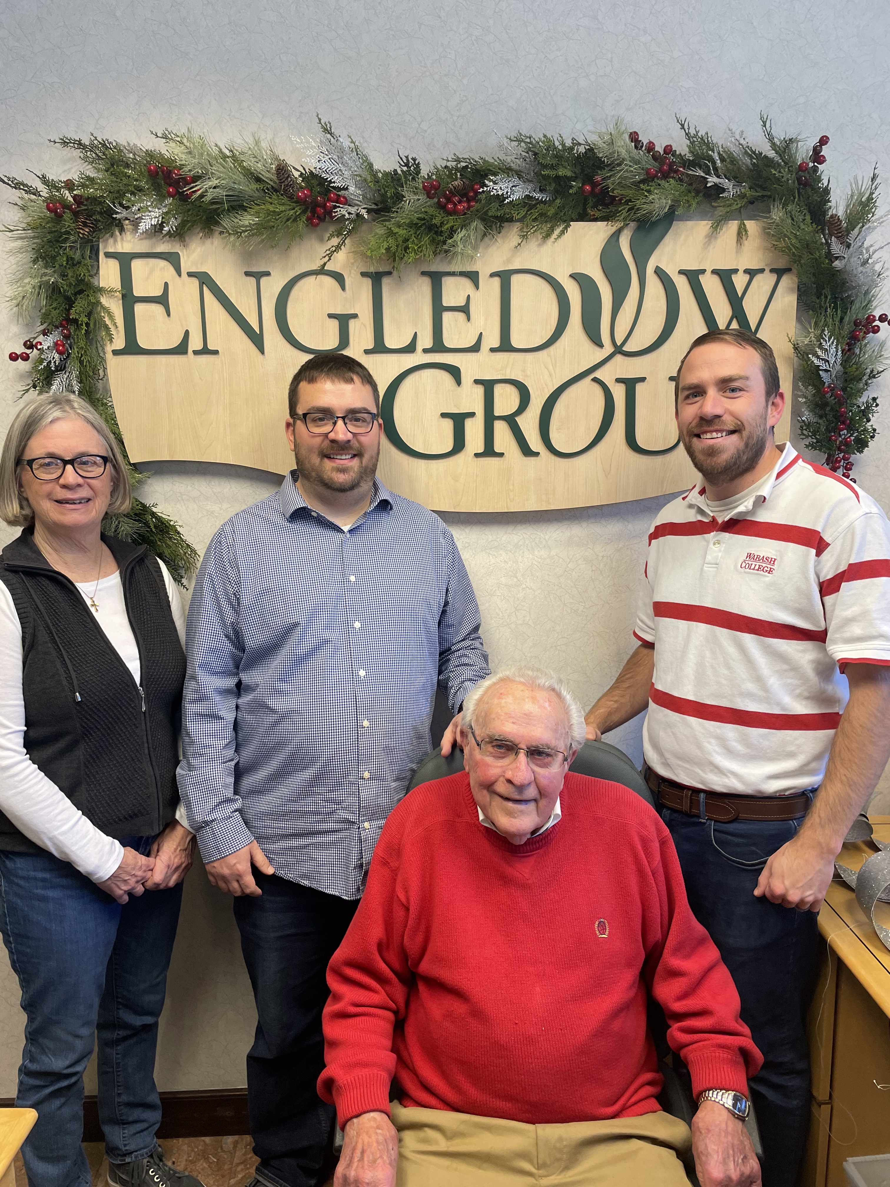 Elaine, Eric, Jack and Craig Engledow celebrate the creation of the Jim Engledow ’78 Memorial Scholarship at the Engledow Group office in Carmel.