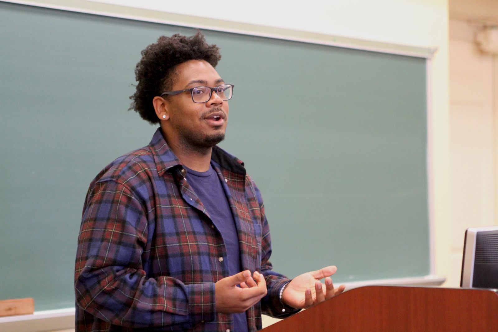 Davionne Garrett '22 shares his story during the #BASHthestigma panel discussion. 