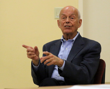 Navy Admiral Bobby R. Inman in a Wabash classroom