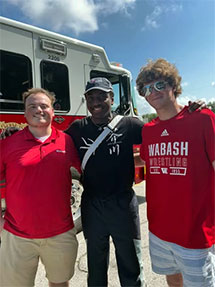 Taking advantage of internship opportunities, (from left) Braeden Cooper ‘26, Precious Ainabor ‘26, and Ike O’Neill ‘25 are a part of the Gilstrap Summer Program through McGovern Medical School and the Wabash Global Health Initiative.