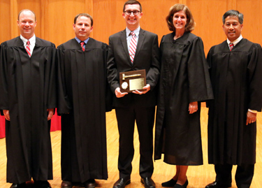Moot Court judges with 2014 Top Advocate Andrew Dettmer '15