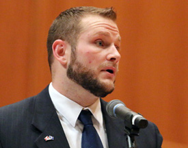 Cory Kopitzke '14 during his argument before the panel.