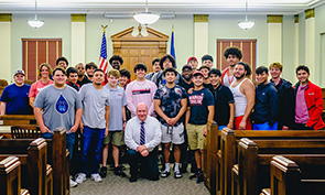 Wabash students with Crawfordsville Mayor Todd Barton '00.