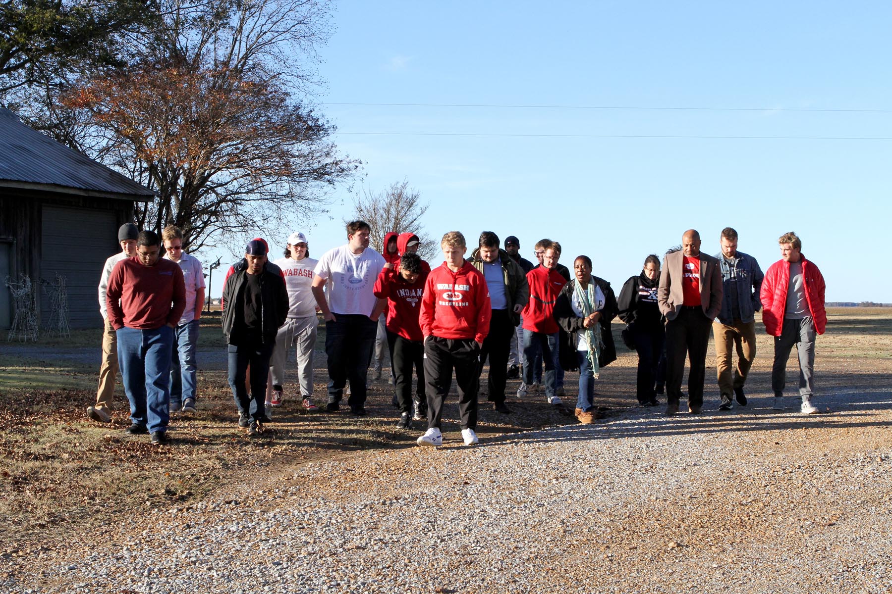 Students visit the Milam Plantation with civil rights tour guide Jessie Jaynes-Diming. 