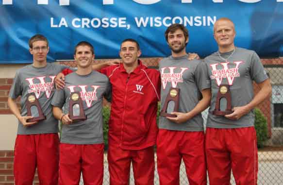 (l-r) Joel Whittington, Joey Conti, Sean Hildebrand, Chet Riddle, and John Haley set a new school record and earned All-America honors with their fifth-place finish in the 4x400-meter relay at nationals.