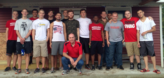 Mayor Todd Barton '00 and the students he worked with Oct. 5