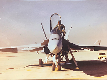 Houston Mills began his aviation career in 1985 as a Marine Corps officer and F-18 fighter pilot.