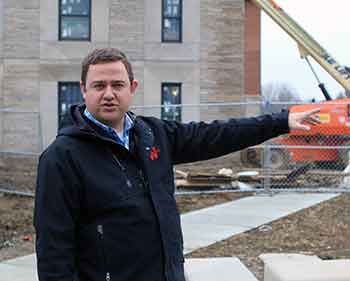 David Morgan explains the outdoor space around the new buildings.