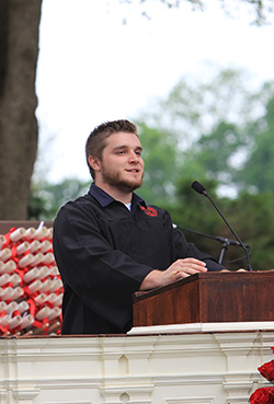 Mount '15 urged his fellow graduates to grapple with the unfamiliar.