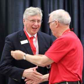 Larry Hutchison made President White an honorary member of the 50th Reunion Class.