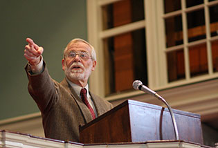 Dr. David Phillips at a 2010 Chapel Talk.
