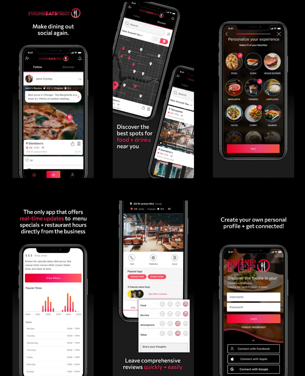 PhoneEatsFirst is a photo-inspired restaurant review platform that enhances the dining out experience for restaurant goers and owners alike. 