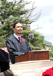 Luis Rivera III '25 speaks at Commencement