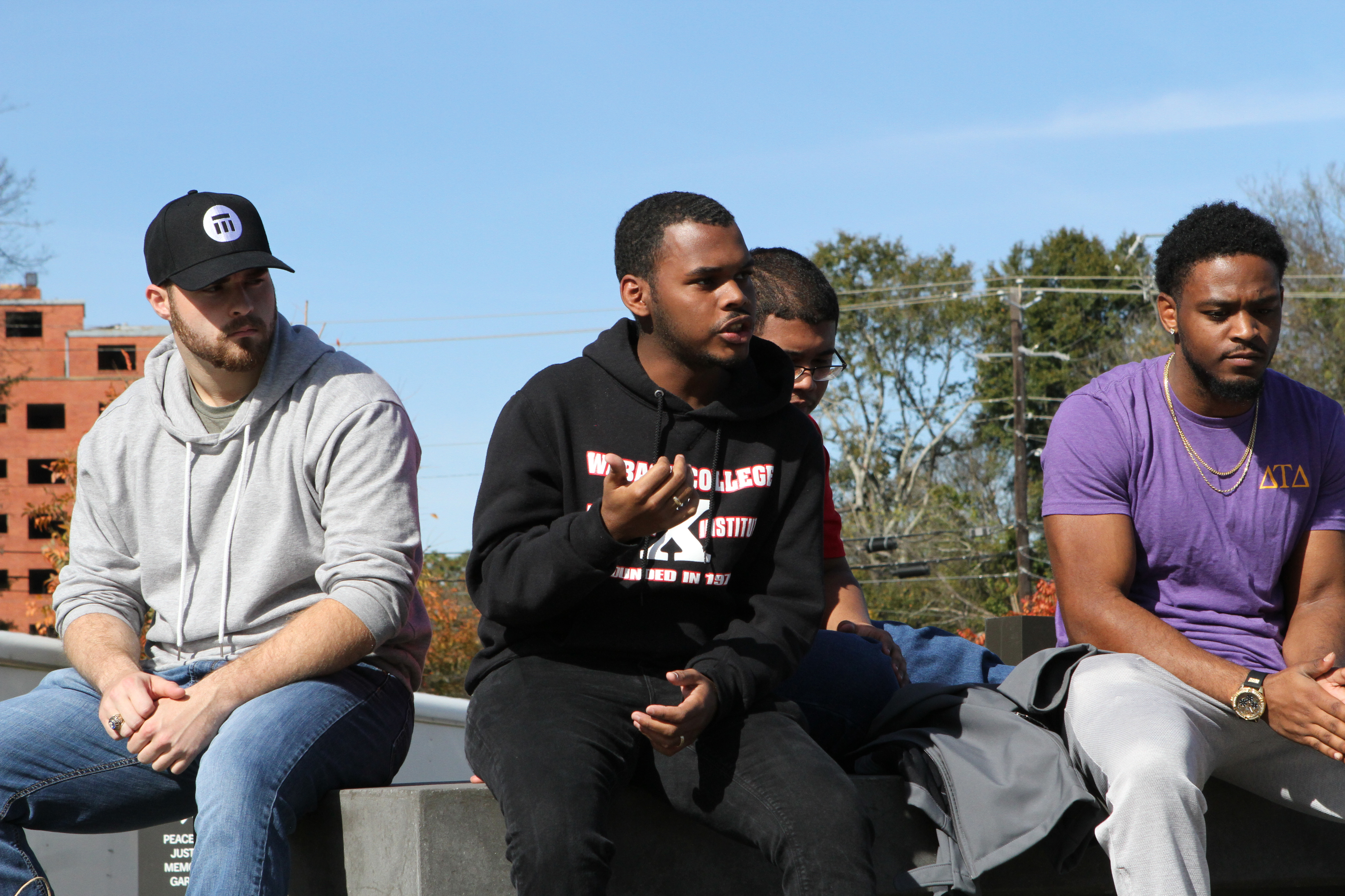 Breaux (center) has distinguished himself at Wabash through a variety of campus leadership roles and academic achievement.