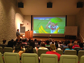 Game-Master Greg Shaheen teaches sports marketing during the World Cup.