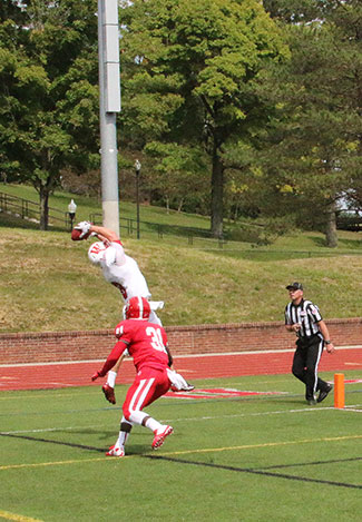 Drake Christen goes up for his first TD catch.