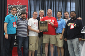 Class Agents Jesse James, Kyle McClammer, and the men of 2008 pose with the Robinson-Ragan Award.