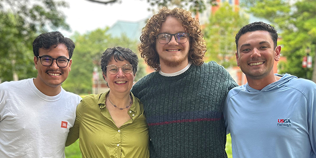 Alejandro Cruz ’27, Professor Heidi Winters-Vogel, Carson Wirtz ’26, and Sean Bledsoe ’26.