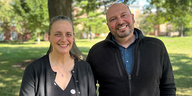 Collaborative partners in color dye chemistry, Dr. Laura Wysocki of Wabash College and her colleague Dr. Luke Lavis of the Janelia Research campus.