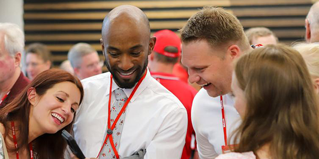 Emmanuel Aouad &rsquo;10 shares a photo with Garrett Bonk &rsquo;12 at the 2025 Big Bash Reunion Weekend.