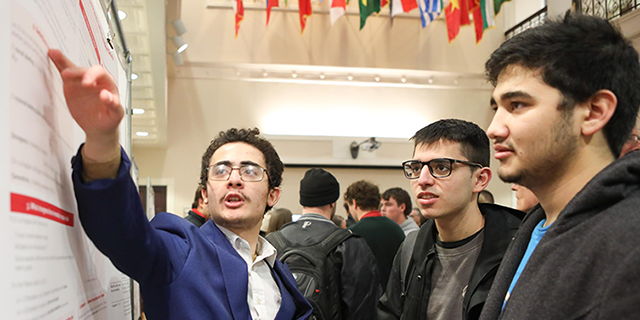 A student presents his research at the 26th Annual Celebration of Student Research.