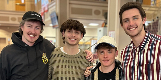 Director Rory Willats &rsquo;17 and student actors Trezdin Hair &rsquo;27, Hunter McArthur &rsquo;29, and Ben Donaldson &rsquo;29.