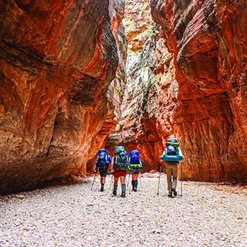 Wilderness ministry professionals course participants traveling through Jump Up Canyon in Grand Canyon National Park.