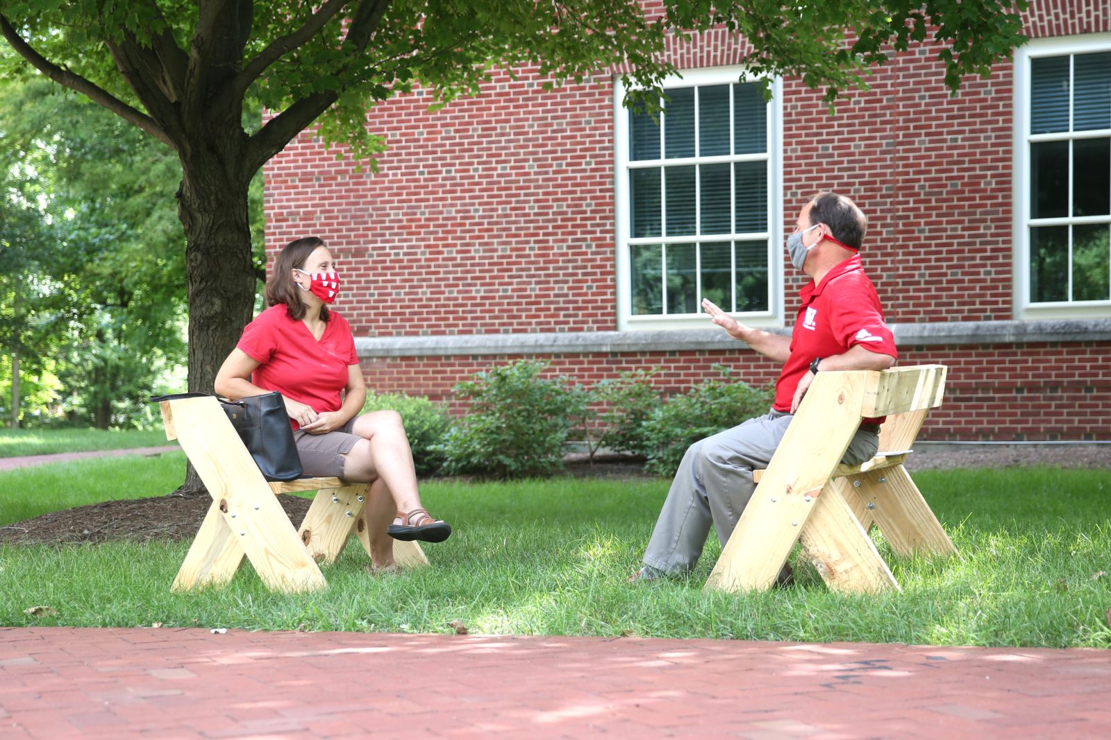 Professor Ann Taylor, left, with President Scott Feller