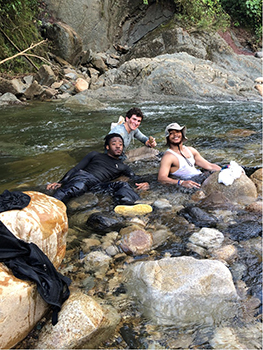 Micah Walker '21, Justin Kopp '21, and Boudoin in Ecuador