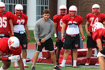 Janak works with the defense during practice.