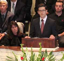 Student Senate President Jeremy Wentzel '14 spoke for students.