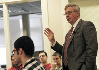 Preisdent White sharing thoughts on leadership with Wabash men.