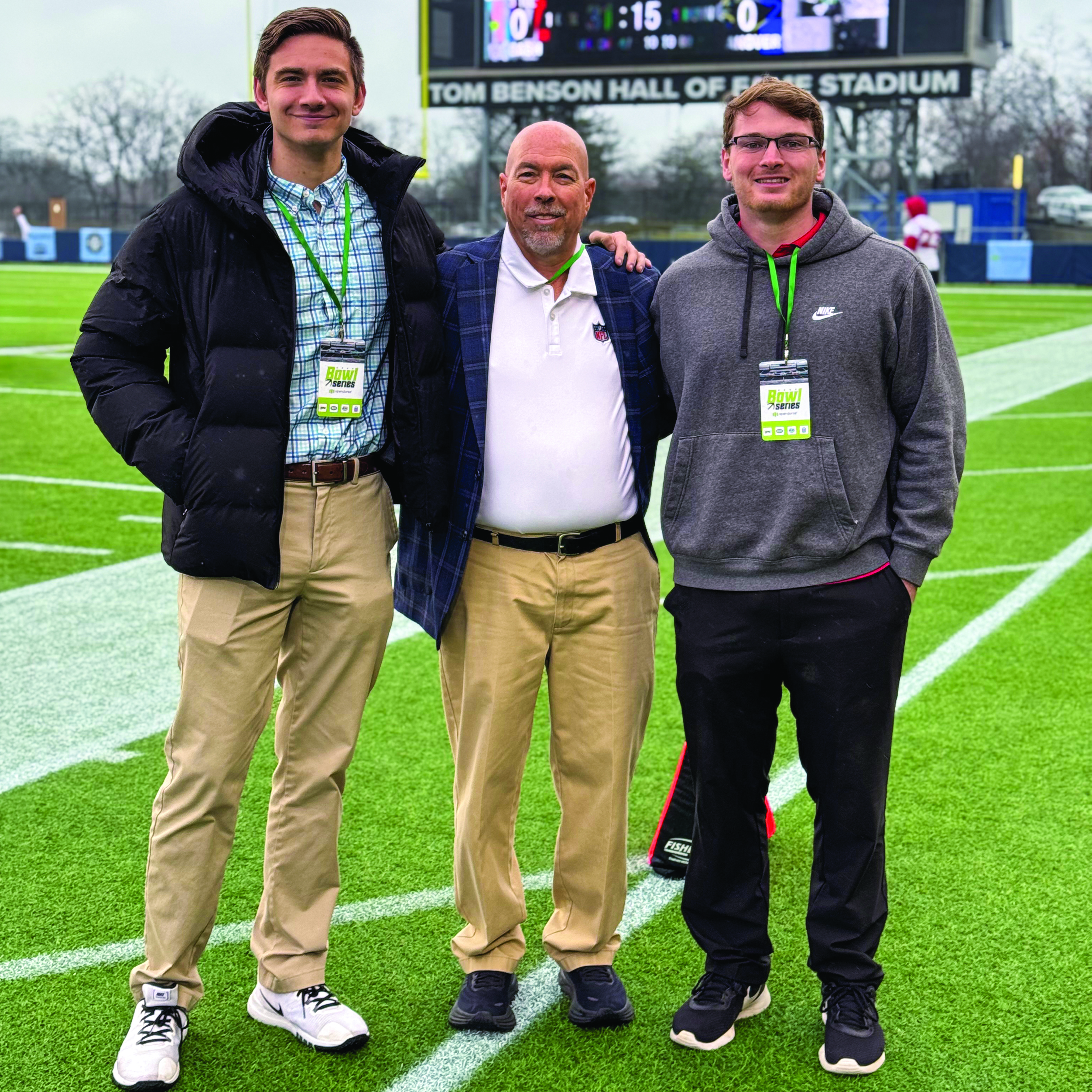 L to R: Jacob White &rsquo;25, Brent Harris H&rsquo;03, and Jacob Irick &rsquo;25