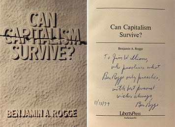 The book cover and inscription that Ben Rogge wrote to Jay Williams. 