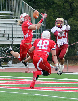 Justin Wood with a near interception in the first half.