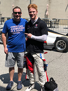 Zirkle (right) with Indy Lights driver Christian Rasmussen.