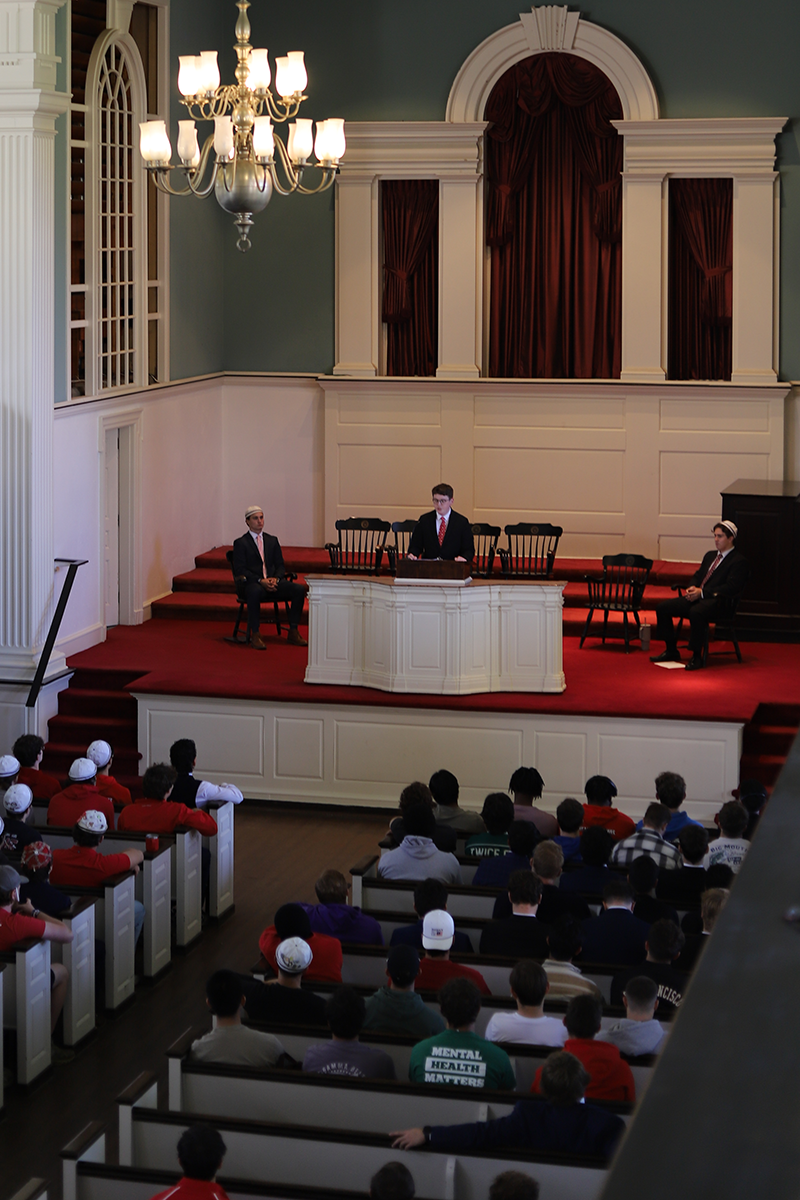 Largent &rsquo;26 speaks about "Tolerance vs. Acceptance" in his 2025 Chapel Talk.