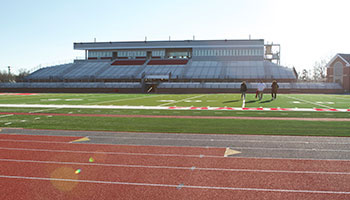 High school senior student-athletes toured Wabash's new Little Giant Stadium, which was completed in November.