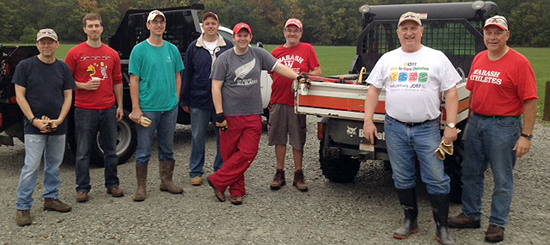 Greg Peckham ’82, Dan Faust ’05, Sean Baylor ’04, Joe Samreta ’95, Seamus Boyce ’03, Jim Dashiell ’68; Lee Clark ’73, Greg Estell ’85.