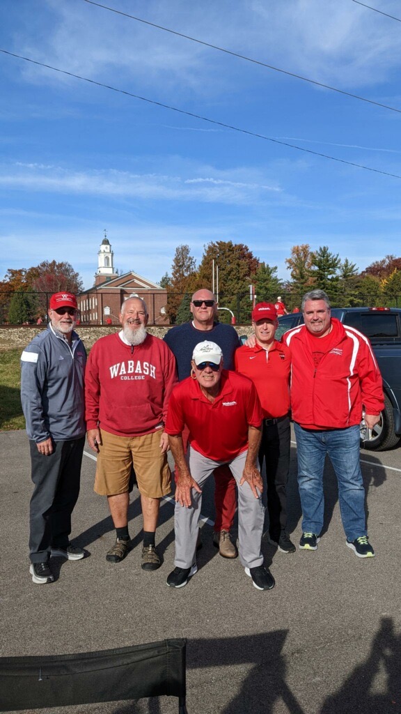 (Left to right) Scott Lahr ’85, Tom Julian ’83, Scott Teach ’86, David Hayhurst ’83, Kurt Lightcap ’83 and Offensive Line Coach Mike Deal.