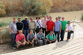 The group at the Israel-Jordan border along the River Jordan.