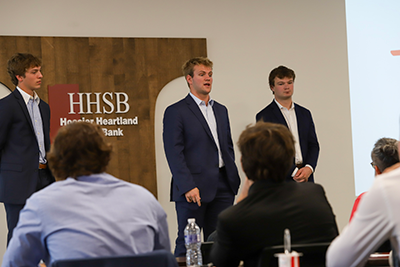 A student pitches his business, CrewTrip.