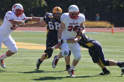 Mason Zurek earned his first collegiate start. He rushed for a career-best 157 yards and two TDs against Allegheny in the Little Giants' road victory.