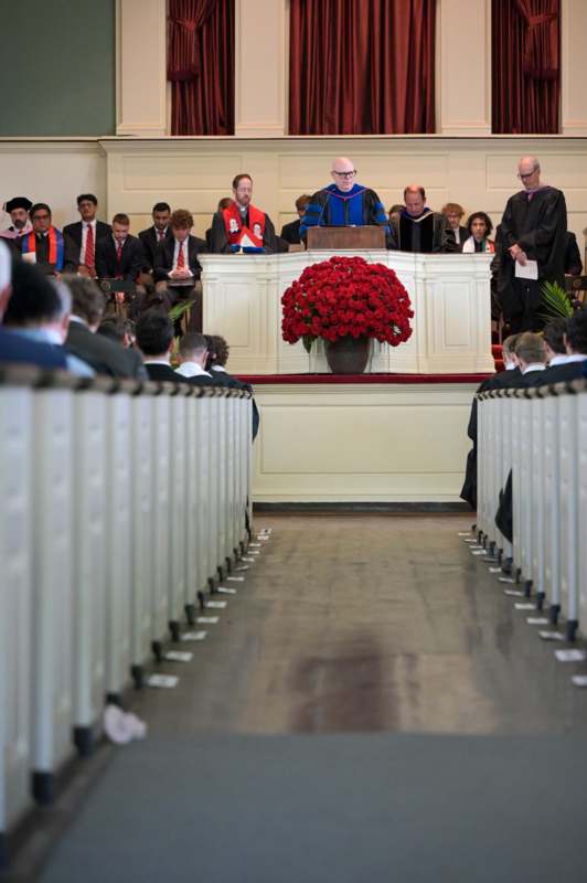a group of people in a church