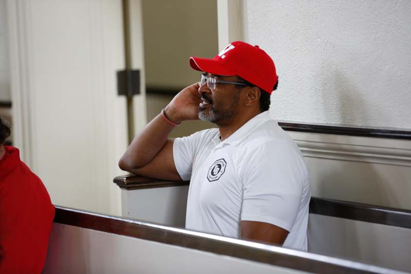 a man in a red hat