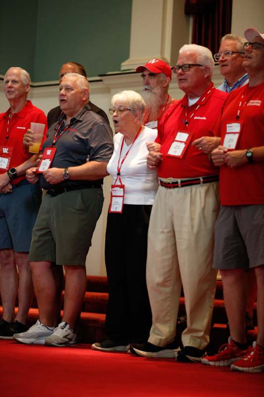 a group of people singing