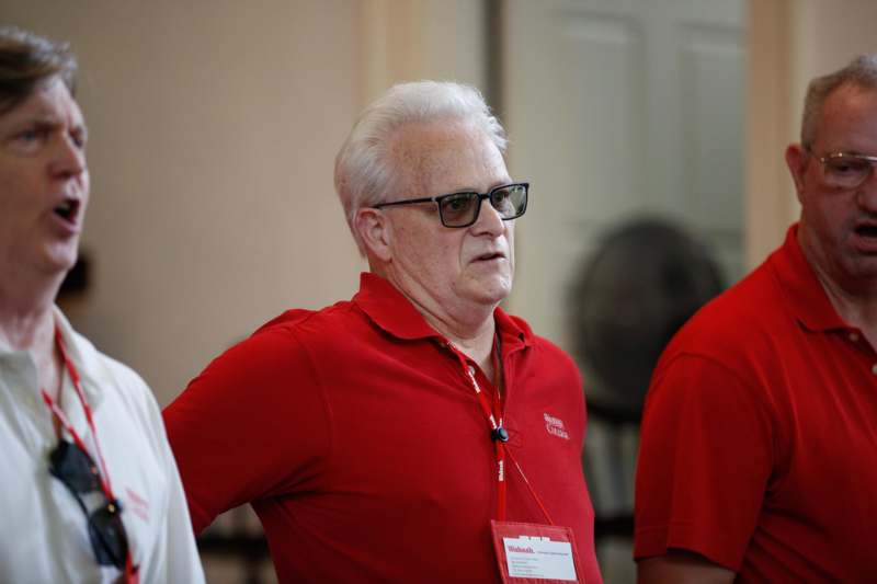 a man in red shirt